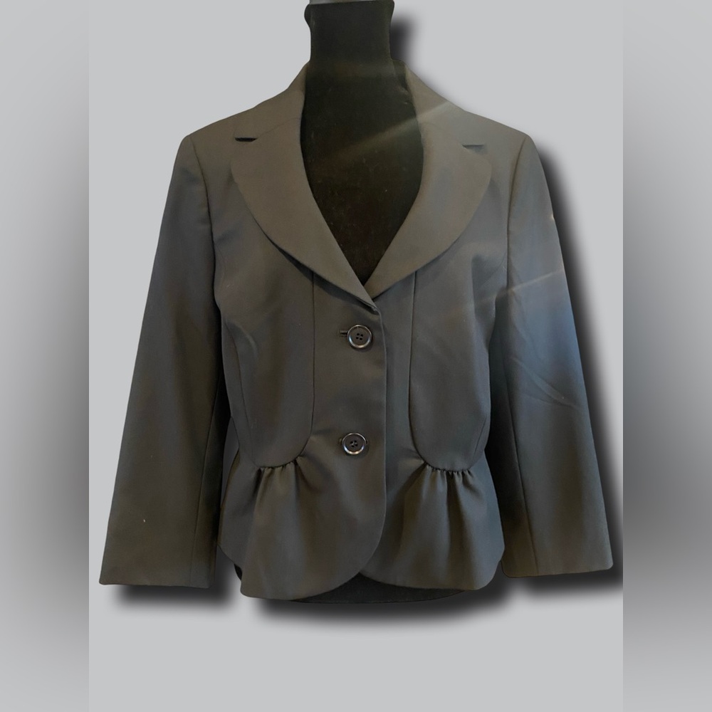 LOFT Black Ruffle Blazer